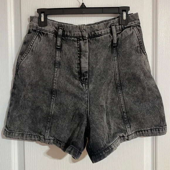 Zara High Waist Paper Bag Acid Wash Western Festival Boho Jean Shorts Size 6 - Picture 1 of 9